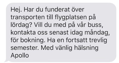 sms från Apollo