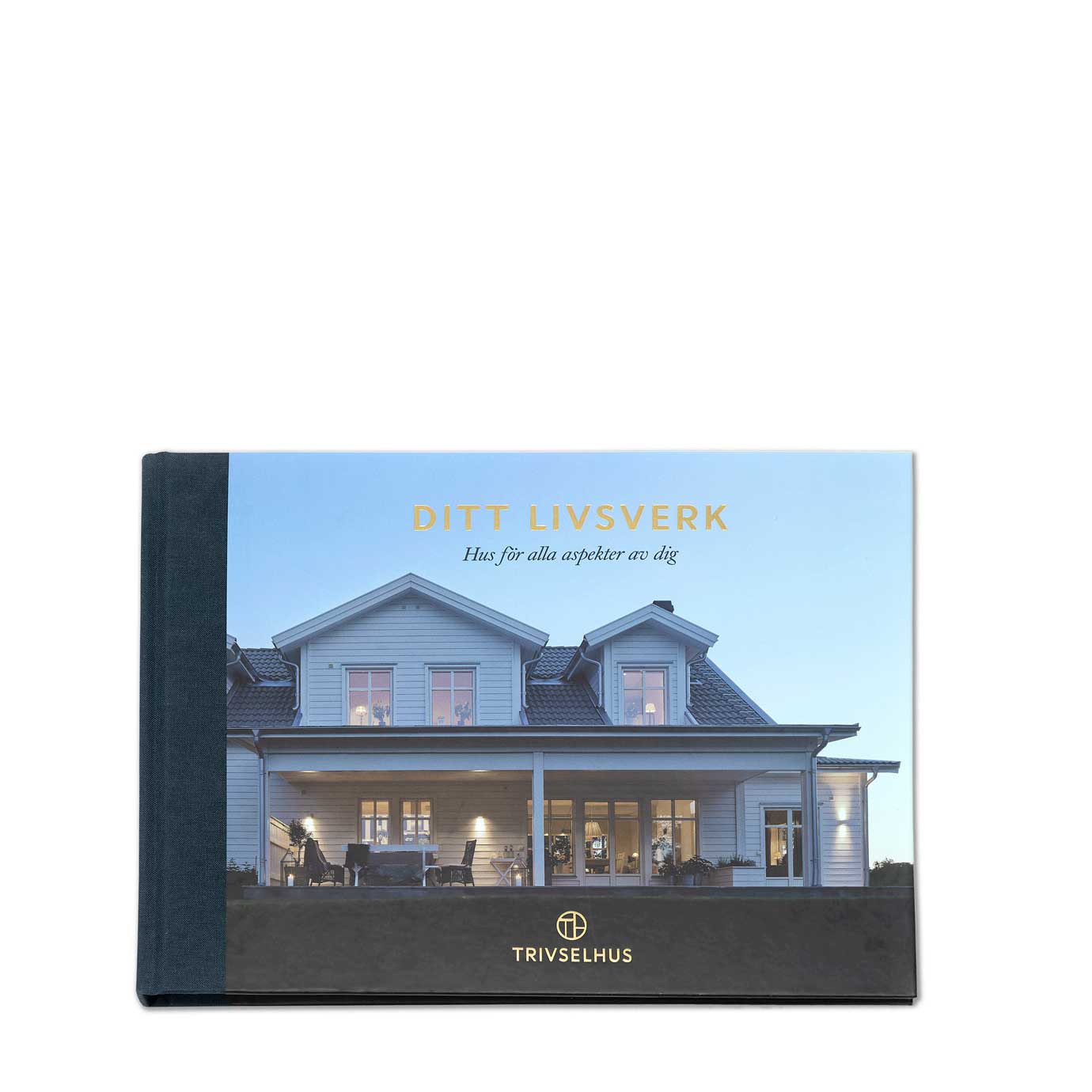Hårdband ("inbunden bok") med textilrygg, laminat och guldfoliering. Boken är tryckt med stokastiskt raster, pga de hårfina linjerna i husens paneler.