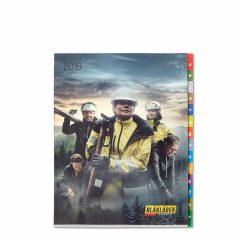 Registerstansad katalog tryckt på mattbestruket papper.