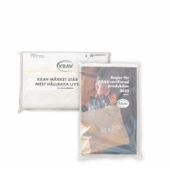 Inplastning "KRAV" med komposterbar plast gjord av växtfiber, utan tryck.