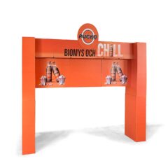 Portal "Pucko", att placeras över en pallexponering i butik.