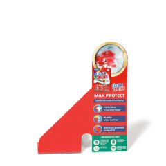 Hyllkantspratare "ColourCatcher" i bockad plast, som fäst på hyllkanten och sticker ut från hyllan.