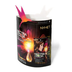 Figurstansad bordspopup "Nectra Color", med gummibandsmekanism och heltäckande högglansing UV-lack.