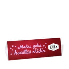 "bordsryttare", en skylt som viks ihop till en trekant – liggande eller stående – och ställs på bord/disk.