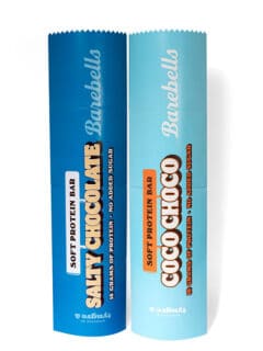 Två olika popups "Barebells" att ställas på golvet. De har en figurstansad topp som efterliknar produkten. De viks på 4 delar, med gummibandsmekanism.