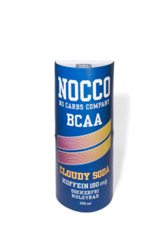 Halvhög pop up "NOCCO" att ställas på golvet. Den har en rak rygg och en rundad framsida, som om man klyvt en burk i mitten. Toppen är stängd likt en drickaburk. Den viks på 2 delar, med gummibandsmekanism och har ett matt laminat som ger en matt och tålig yta.