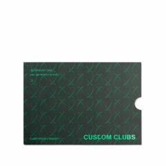 Exklusiv kvittoficka "Custom Clubs" med mattlaminat och UV-lackad logo.