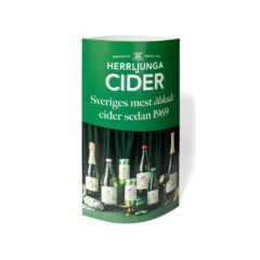 Dubbelsidig bordspopup – eller "minipopup" – "Herrljunga Cider".