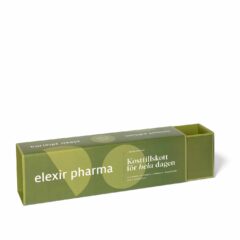 Ask med sleeve ("tändsticksask") "Elexir Pharma".