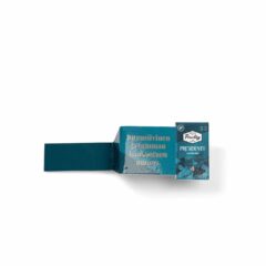 Hyllkantspratare "Paulig" i bockad plast, som fäst under prisskylten. Kan även kallas "prisskyltspush"